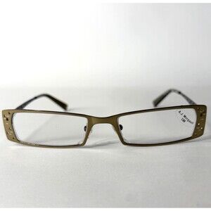 A.J. Morgan Reading Glasses 1.50 Small Rectangle Metallic Gold Tone New Flaw